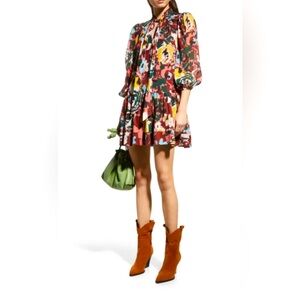 TANYA TAYLOR
Rosalind 3/4-Sleeve Neck-Tie Floral Mini Dress